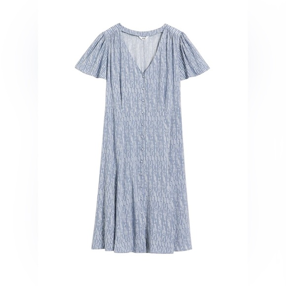 NEW, Penningtons, Printed Dress With Ruffled Sleeves, 20W, Blue, White - Picture 5 of 8